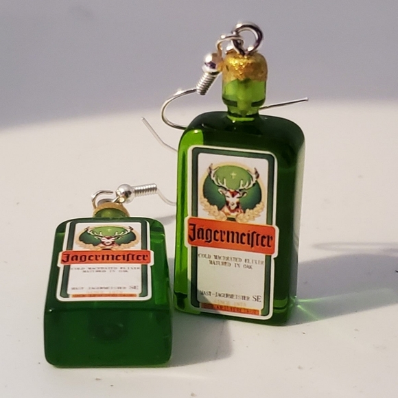 Jagermeister miniature drop earrings Funny gag gift Happy hour - Picture 4 of 4